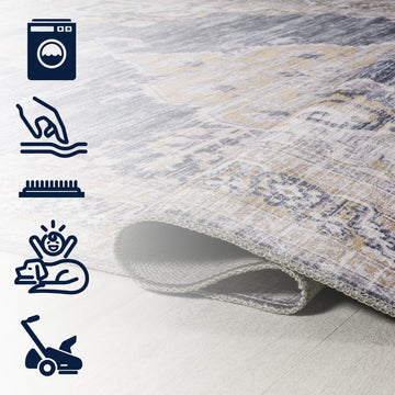 Wincer Chenille Cottage Medallion Machine-washable Area Rug